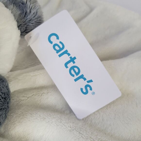 2020 Carters Gray White Panda Bear Plush Lovey Baby Security Blanket 14x14" NWT - Picture 9 of 13